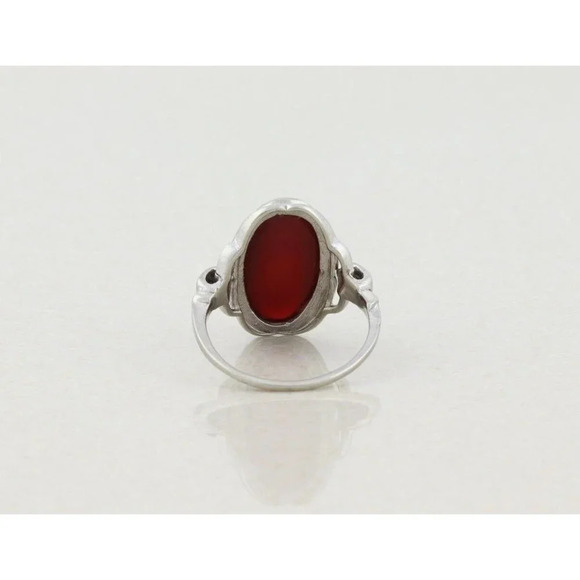 14K White Gold Carnelian Ring Size 7 1/2 - Picture 7 of 8